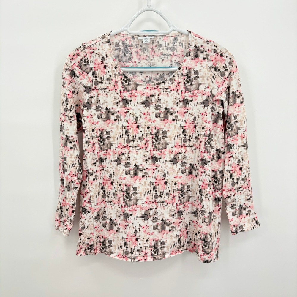 Pure Jill J. Jill Womens XS Petite Pink‎ Abstract Watercolor Long Sleeve Top